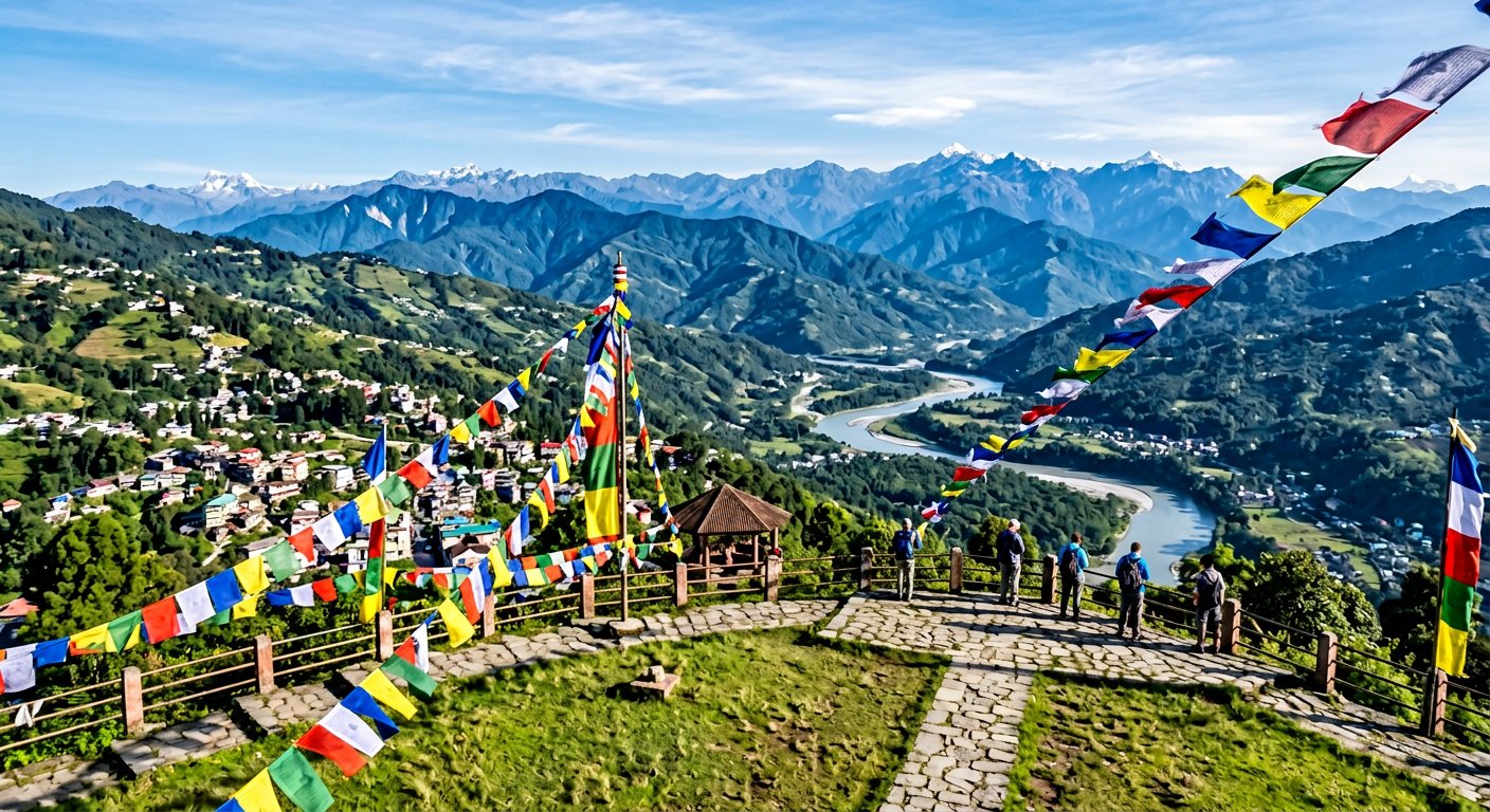 Deolo Hill in Kalimpong - Panoramic viewpoint over the town and Teesta valley