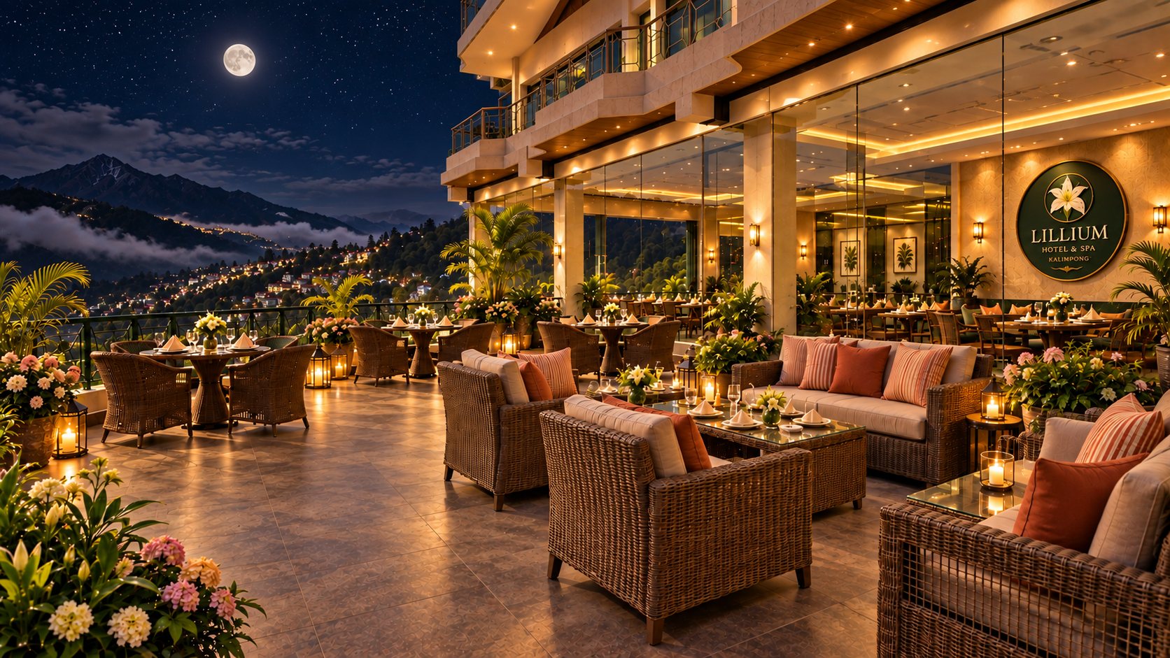 Candle-lit dinner on the outdoor deck at Lillium Hotel & Spa
